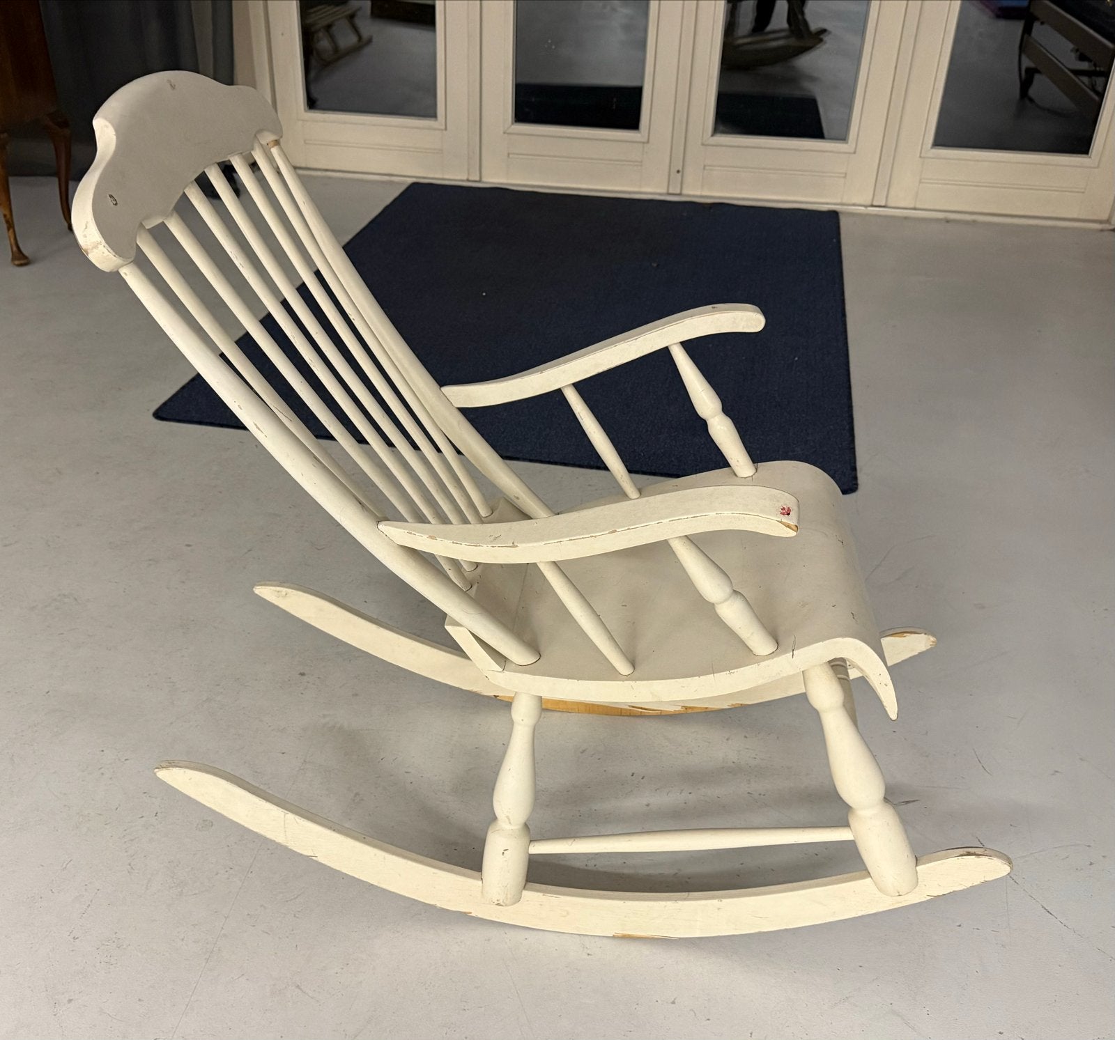Vintage Witte Schommelstoel - Klassiek en Comfortabel, Ophalen, Gebruikt, Wit, Eén