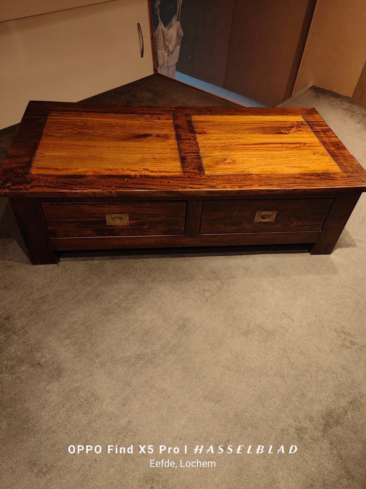 salontafel kist tafel, Huis en Inrichting, Tafels | Salontafels, Ophalen, 100 tot 150 cm, Eikenhout, 50 tot 100 cm