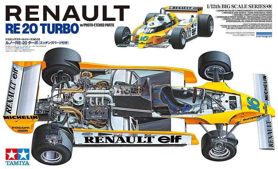 Tamiya 1/12 Renault RE20 turbo met PE set, Auto, Groter dan 1:32, Nieuw, Ophalen of Verzenden