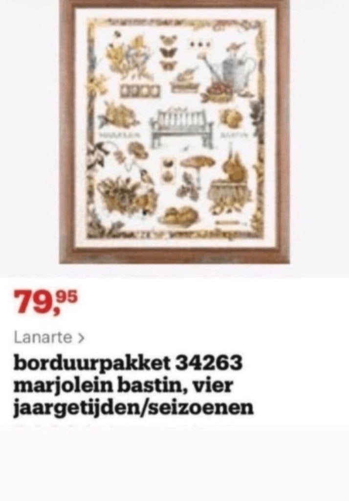 BORDUURPAKKET LANARTE 34263 MARJOLEIN BASTIN SEIZOENEN, Verzenden, Zo goed als nieuw, Handborduren, Borduurpakket