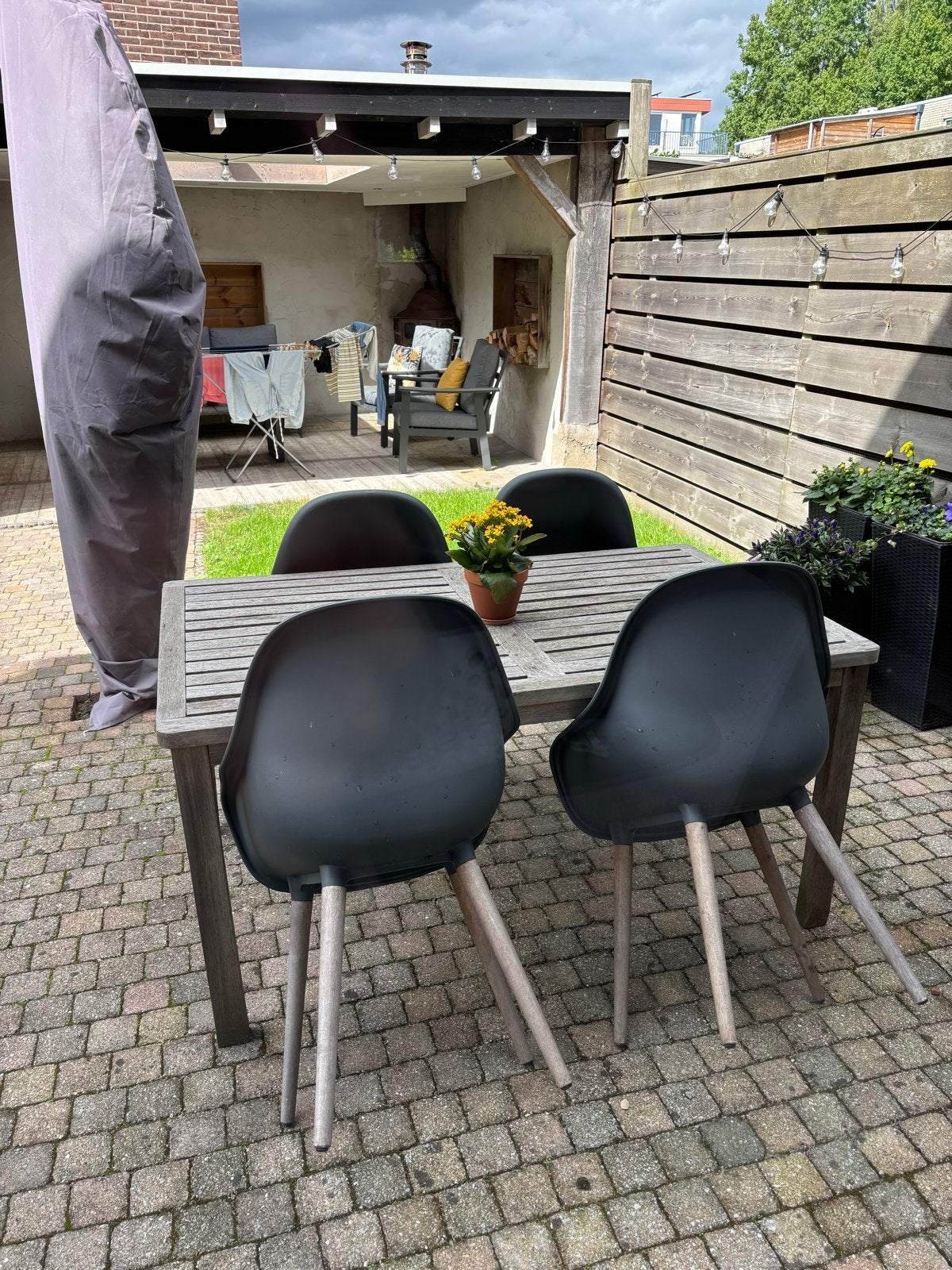 4 Kwantum Palermo tuinstoelen antraciet, Tuin en Terras, Ophalen, Gebruikt, Kunststof