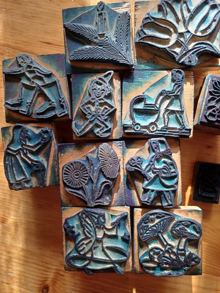 Vintage Schoolstempels Set school stempels, Hobby en Vrije tijd, Stempelen, Ophalen of Verzenden, Gebruikt, Houten stempel