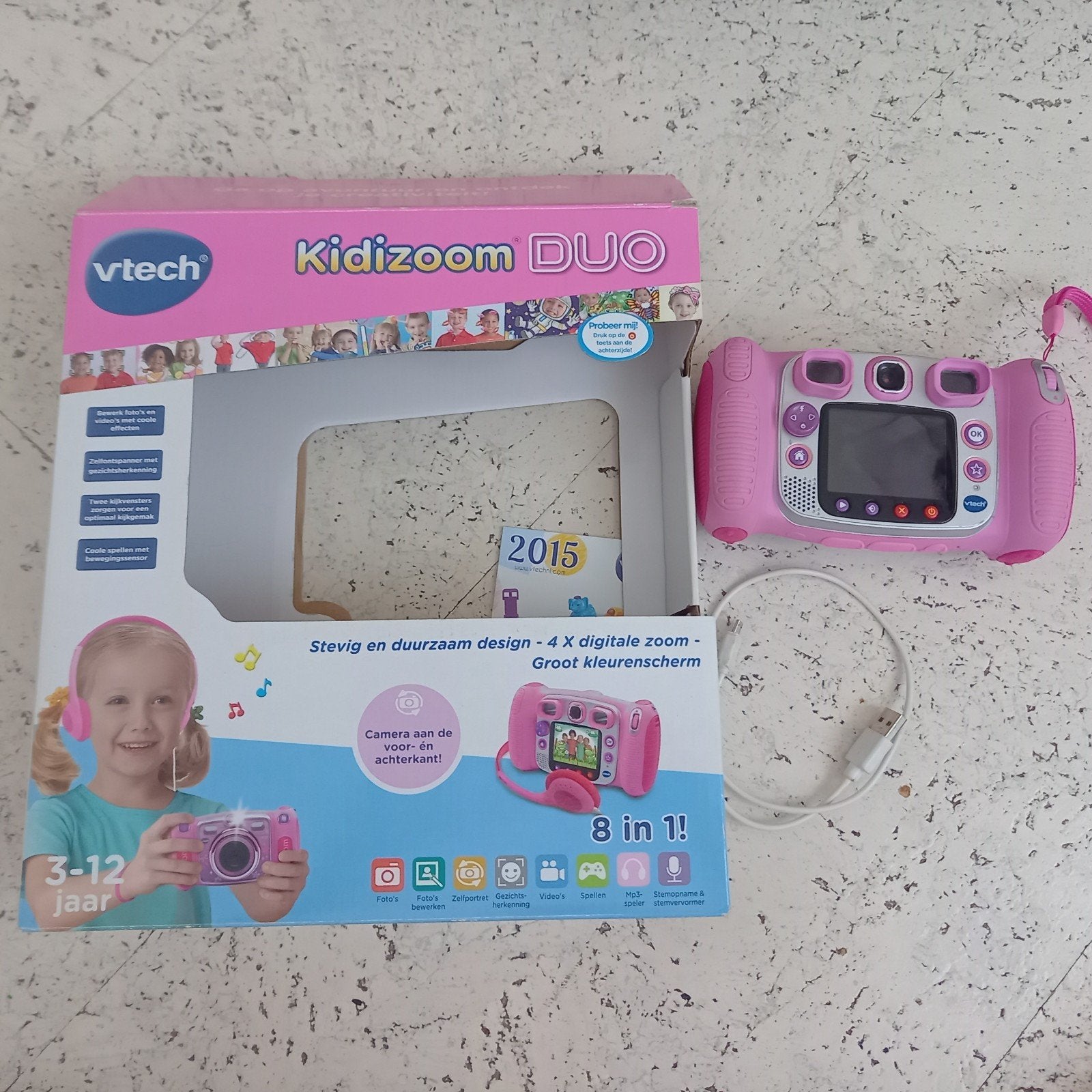 VTech Kidizoom Duo roze kindercamera met handleiding, Ophalen of Verzenden, Gebruikt, 4 tot 6 jaar