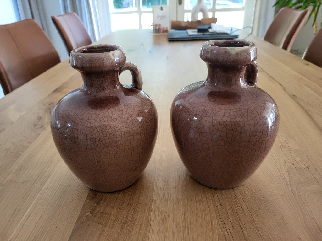 2x Brynxz kruik, paars/rood, 20 cm, Huis en Inrichting, Woonaccessoires | Vazen, Ophalen of Verzenden, Zo goed als nieuw, Rood