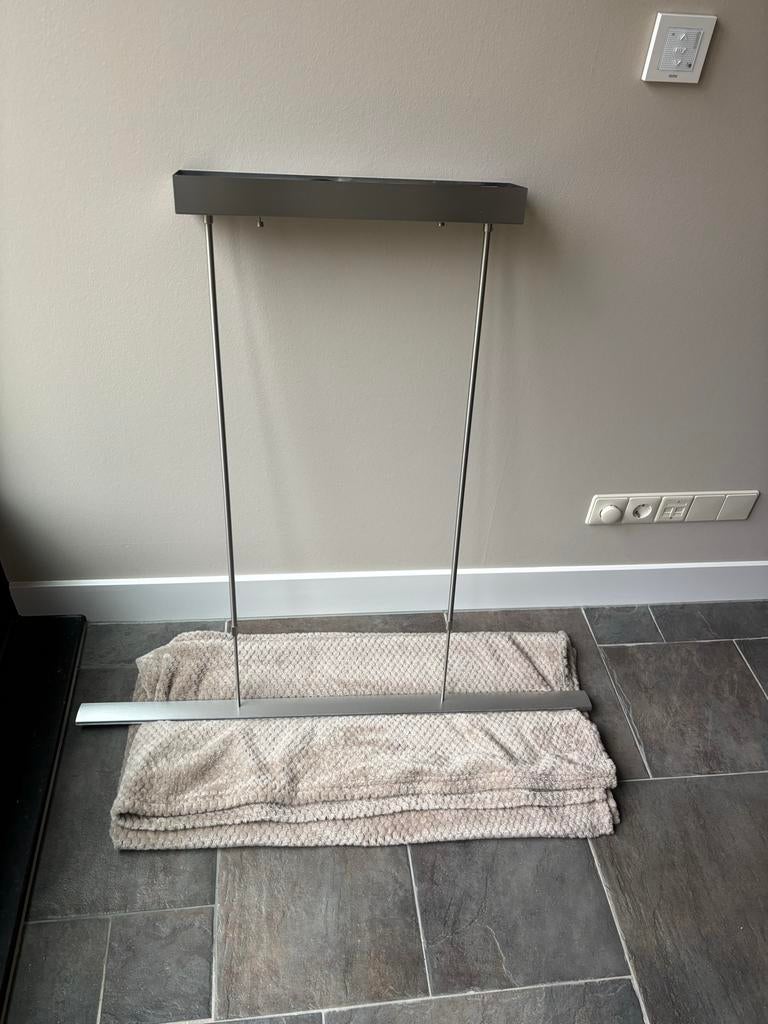 Moderne hanglamp / plafondlamp - RVS look, Ophalen, Gebruikt, Metaal, 75 cm of meer