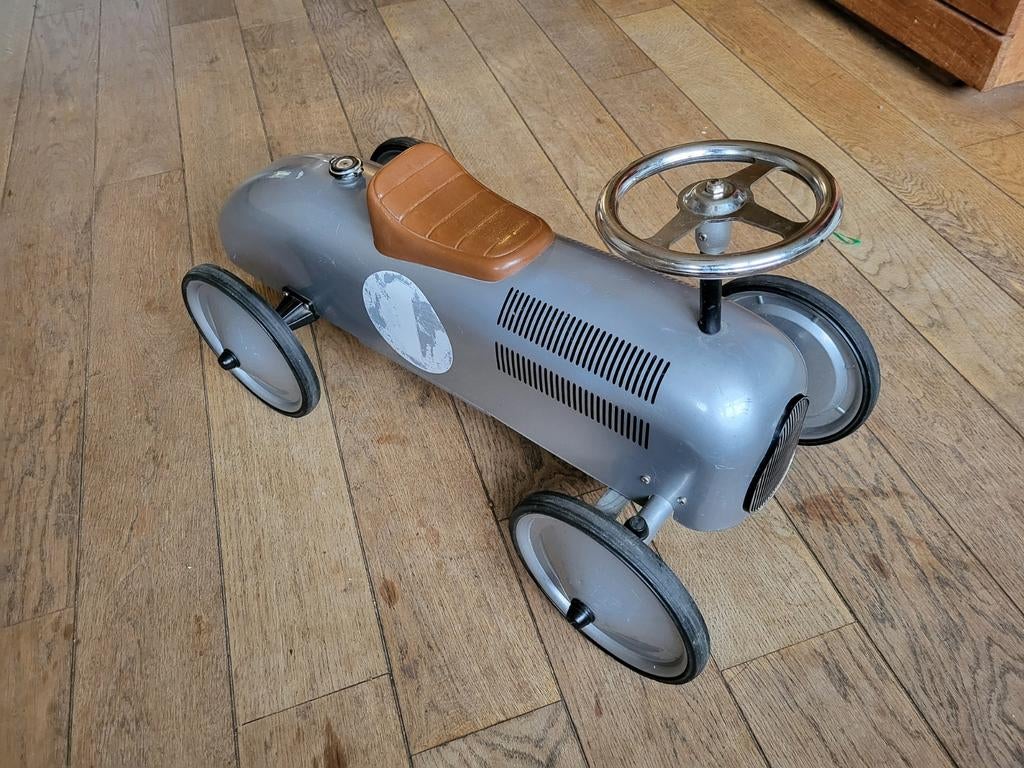 Vintage Speelauto Trapauto Zilver, Ophalen, Gebruikt