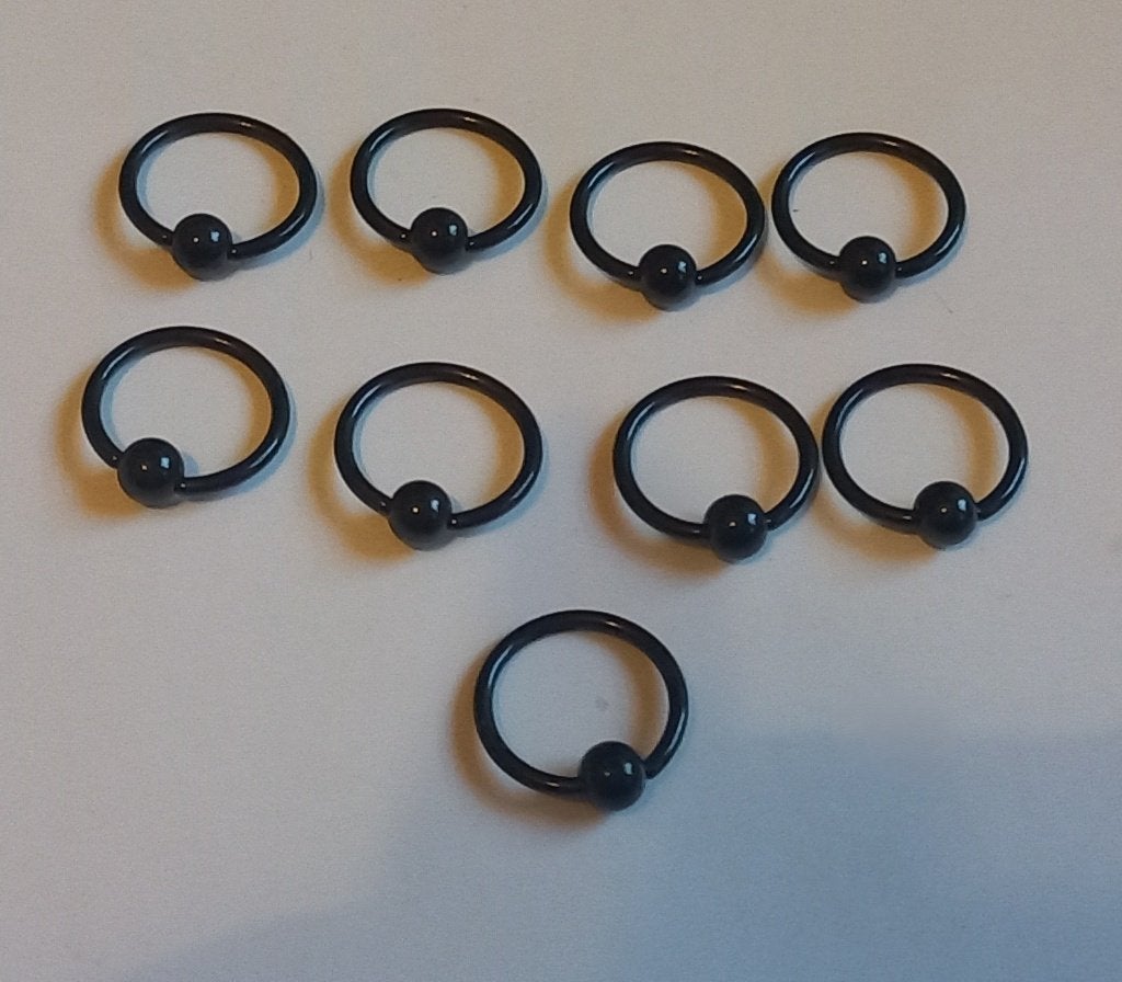 Zwarte piercing ringetjes 1,2 x 10 mm., Ophalen of Verzenden, Nieuw, Staal, Overige typen