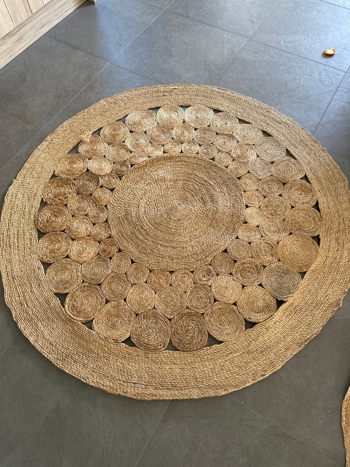 Rond jute vloerkleed - Doorsnede 157 cm, Gebruikt, Bruin, 150 tot 200 cm, Rond