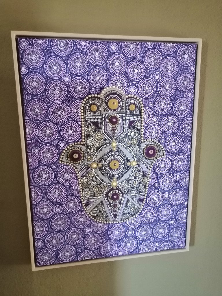 Hamsahand schilderij, Antiek en Kunst, Kunst | Schilderijen | Abstract, Ophalen of Verzenden