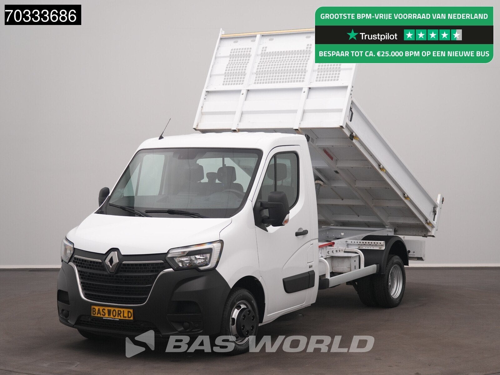 Renault Master 130PK Kipper Dubbellucht 3,5t Trekhaak Airco, Auto's, Stof, Gebruikt, Euro 6, 4 cilinders