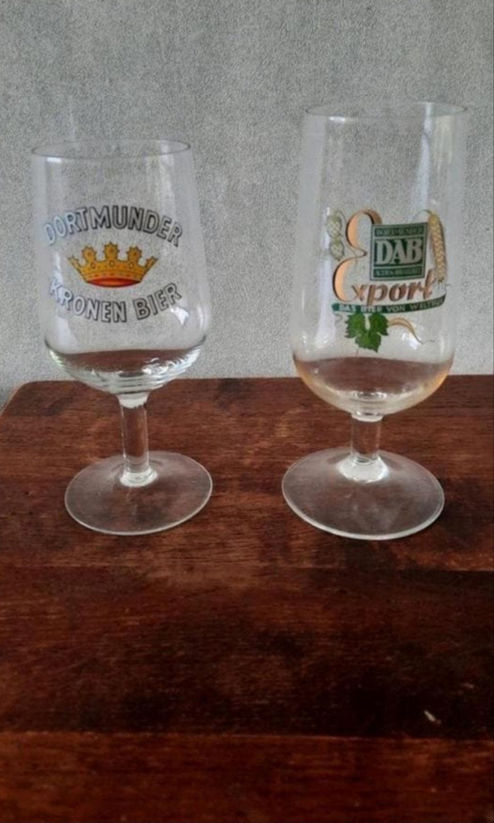 2 Vintage Bierglazen: Dortmunder Kronen & DAB Export, Verzamelen, Biermerken, Ophalen of Verzenden, Gebruikt, Glas of Glazen, Overige merken