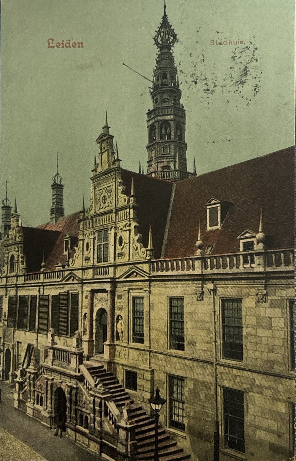 Leiden, stadhuis, Ophalen of Verzenden, Voor 1920, Gelopen, Zuid-Holland