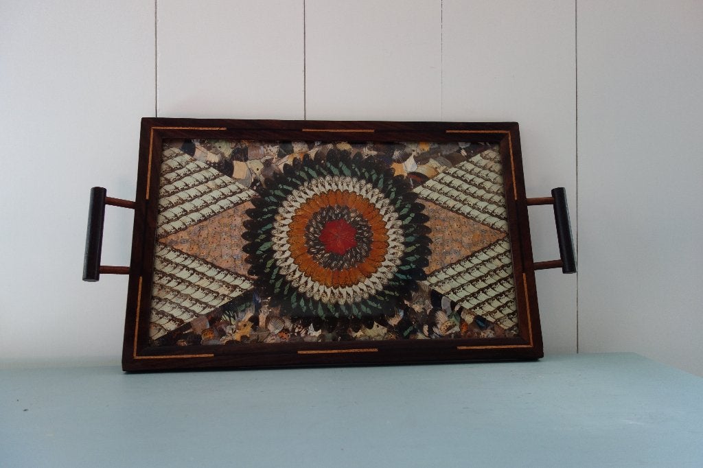 Schitterend antiek jaren 40 Vintage vlinder dienblad, Ophalen of Verzenden
