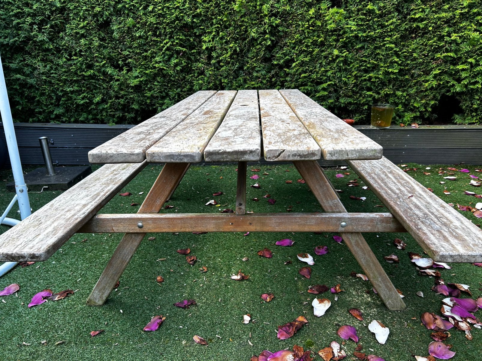 Teakhouten harde picknicktafel groot, Ophalen, Gebruikt, Rechthoekig, Hout
