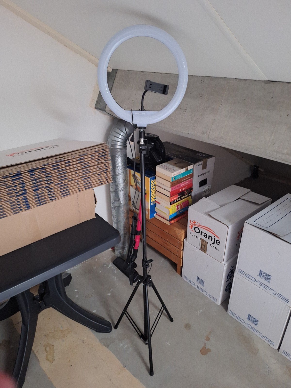 Grundig Ringlamp met Statief - Perfect voor Content Creators, Ophalen, Kunststof, Zwart, Nieuw