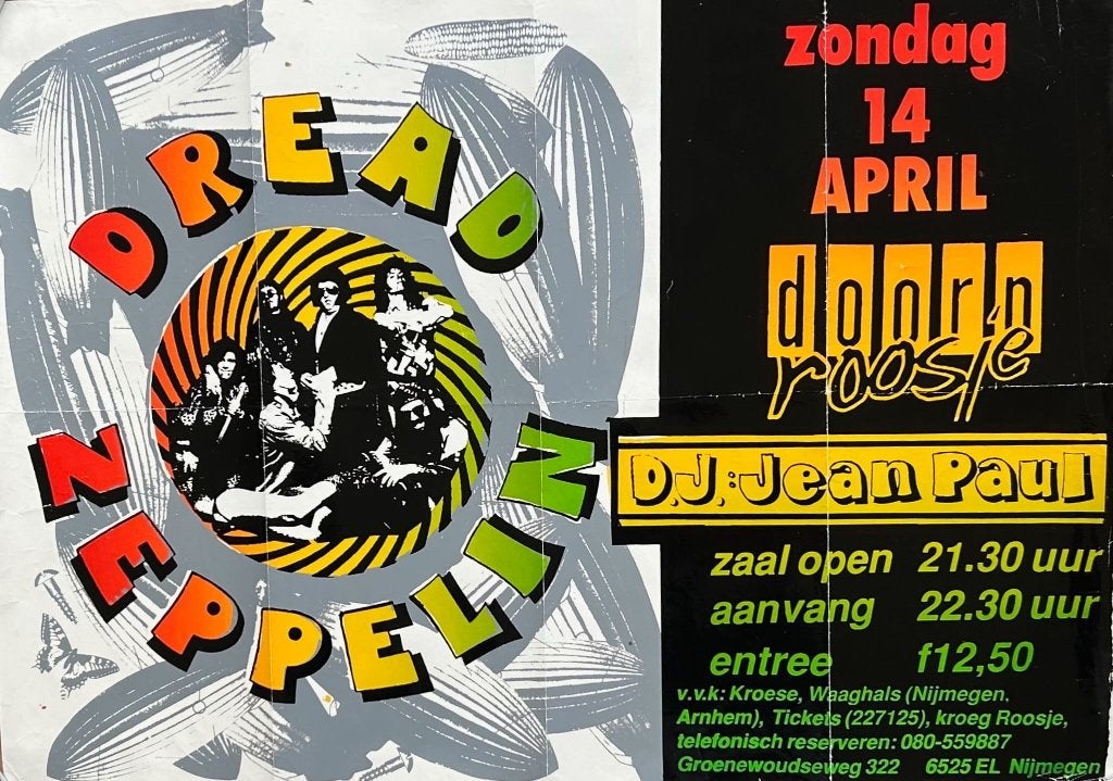 Dread Zeppelin and dj jean-paul. Concert poster ca. 1990, Gebruikt, Verzenden, Onbekend, Onbekend