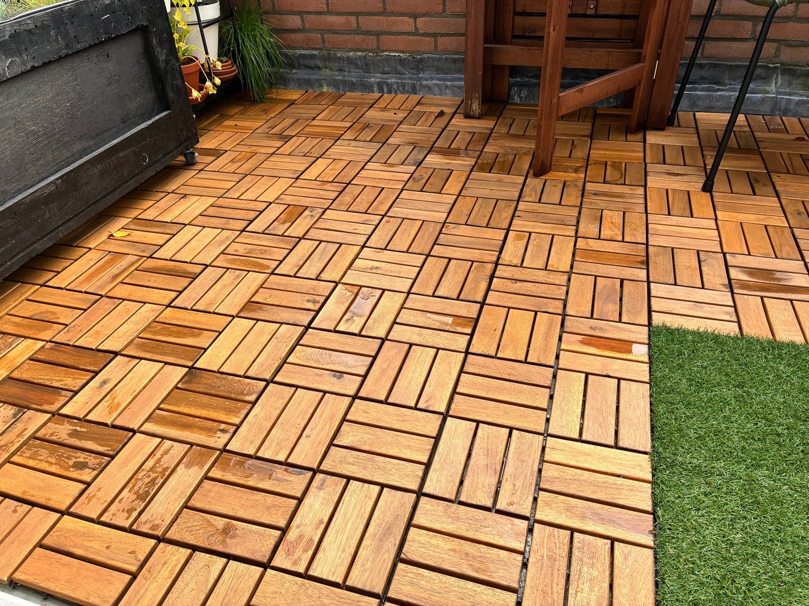 IKEA RUNNEN Vlondertegels Acacia, Tuin en Terras, Ophalen, Gebruikt, Hout