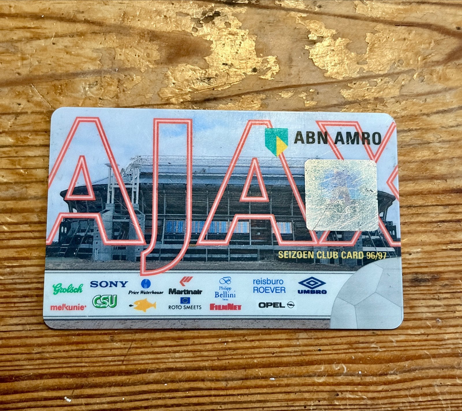 Vintage Ajax Seizoen Club Card 1996/97 - Eerste ArenA Seizoe, Ophalen of Verzenden, Gebruikt, Ajax, Overige typen