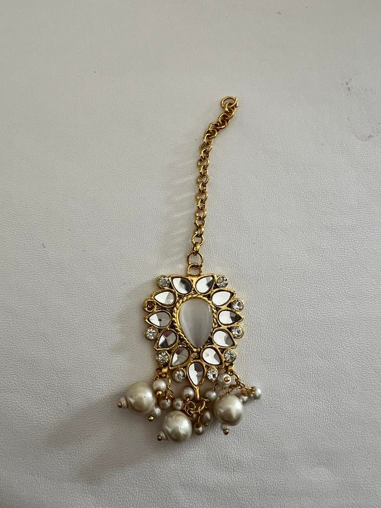 Indian bollywood kundan bindia hoofdsieraad, Ophalen of Verzenden, Zo goed als nieuw, Overige materialen