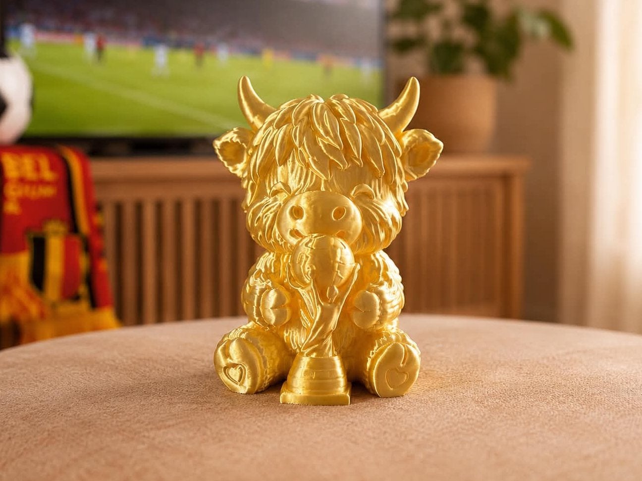 Wereldbeker Highland Koe Trofee - Gouden Decoratie, G, Overige stijlen, Nieuw, Kunststof