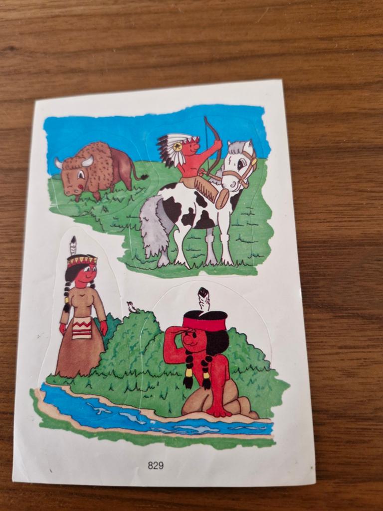 8105 Vintage Indianen Stickers - Set van 3, Ophalen of Verzenden, Gebruikt, Overige typen