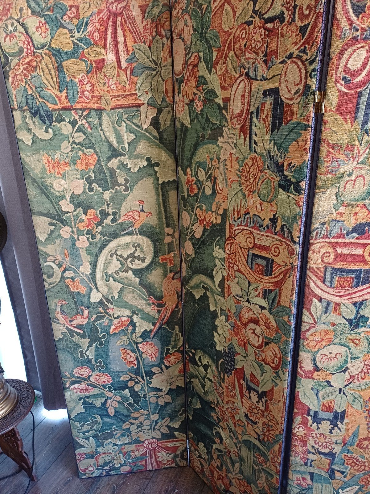 Antiek Frans Kamerscherm 5-bladig - Floral Greenery Sereen, Huis en Inrichting, Woonaccessoires | Kamerschermen, Ophalen, Gebruikt