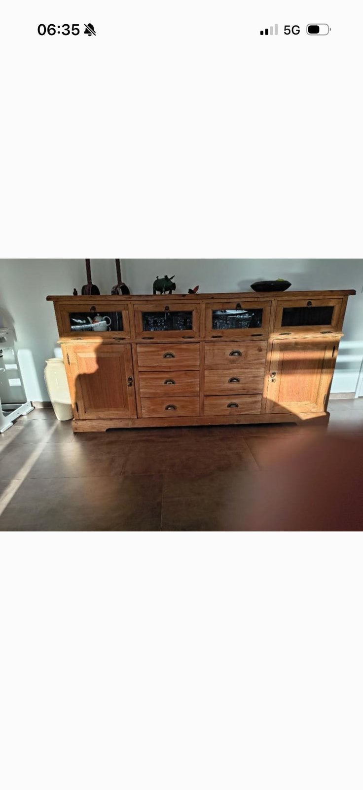 Dressoir teak een mooie oude uit Schotland, Ophalen of Verzenden, Zo goed als nieuw, 25 tot 50 cm, Glas