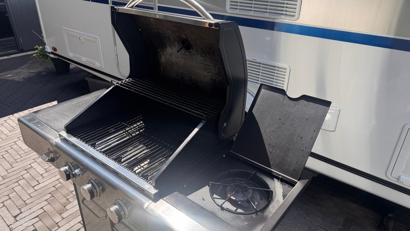 Grill Guru Backyard Burner 3; Roestvrijstalen Gasbarbecue, Ophalen, Gebruikt