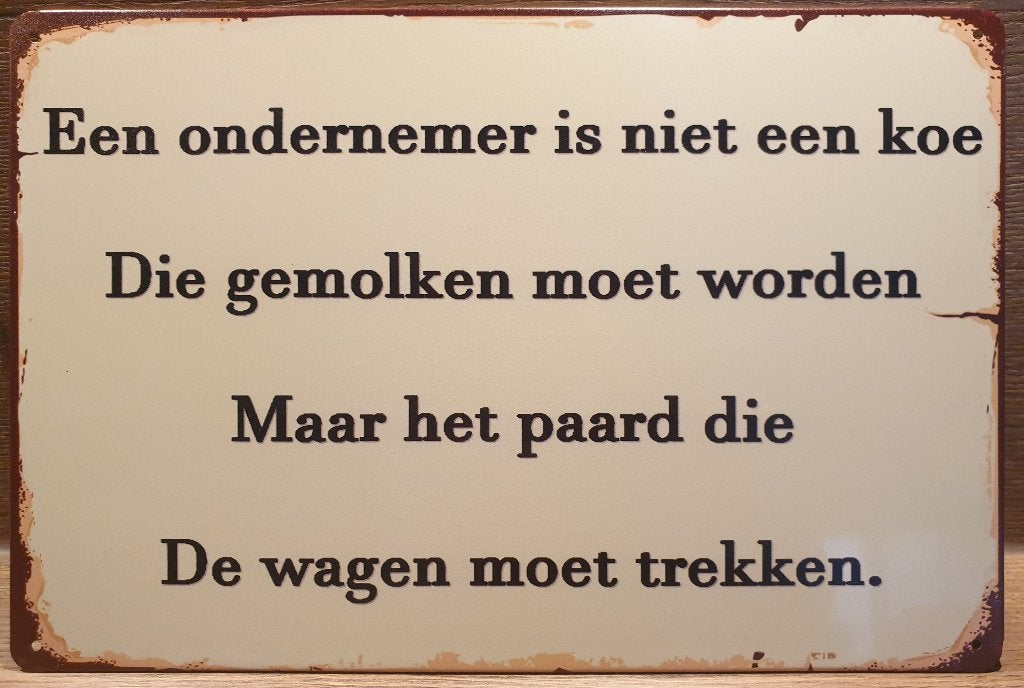 Ondernemer niet een koe reclamebord van metaal wandbord deco