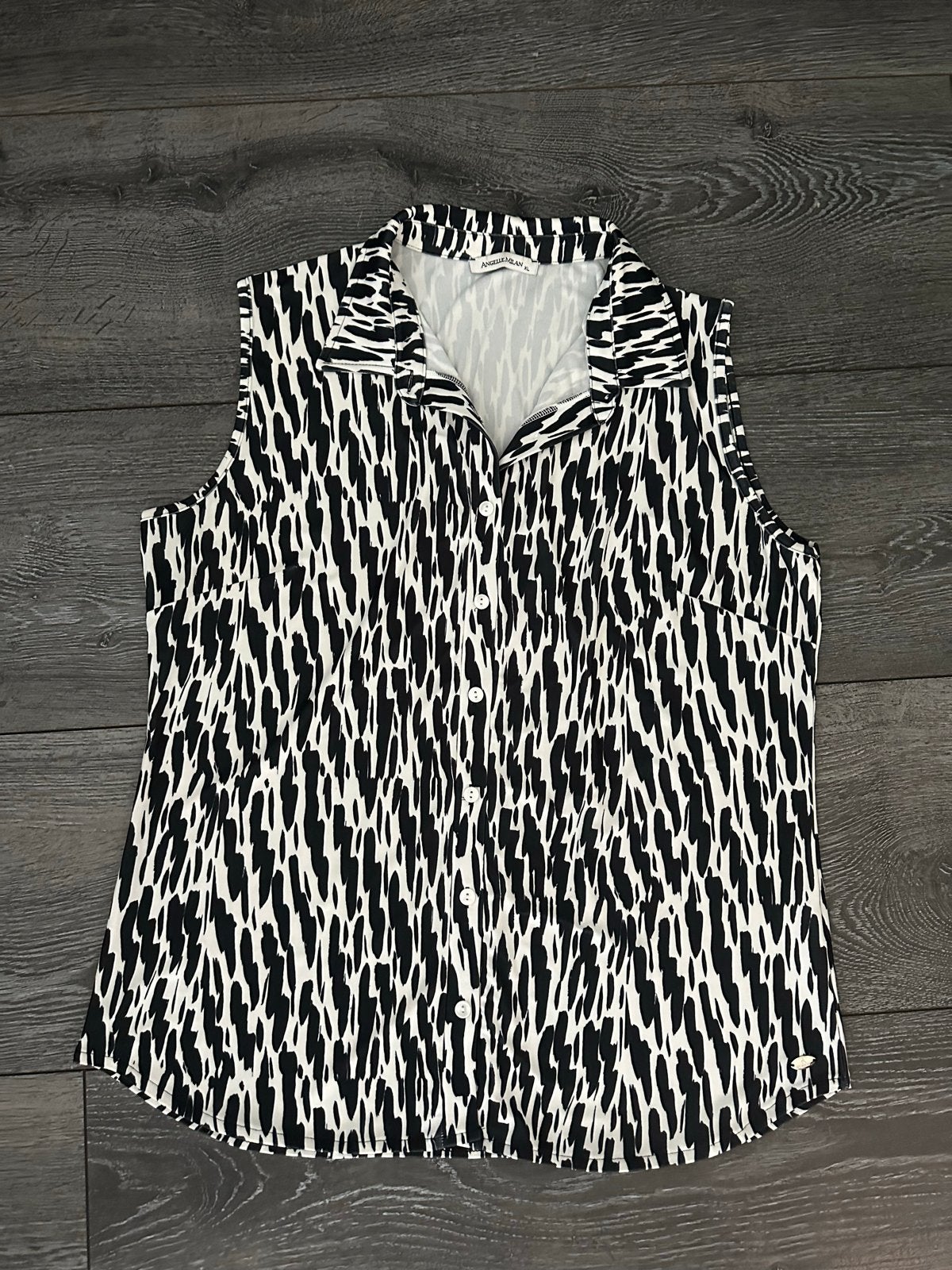 Mouwloze top Angelle Milan - Zwart/Wit - Maat XL, Meerkleurig, Maat 46/48 (XL) of groter, Ophalen of Verzenden, Zo goed als nieuw