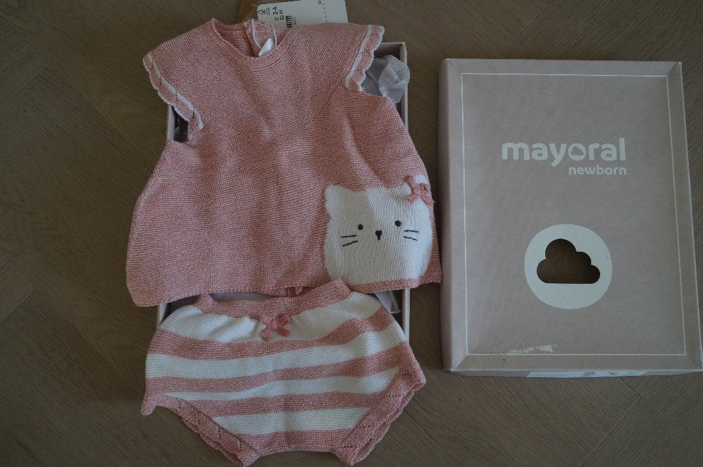 Newborn setje: shirtje met broekje van Mayoral maat 62, Mayoral, Meisje, Nieuw, Ophalen of Verzenden