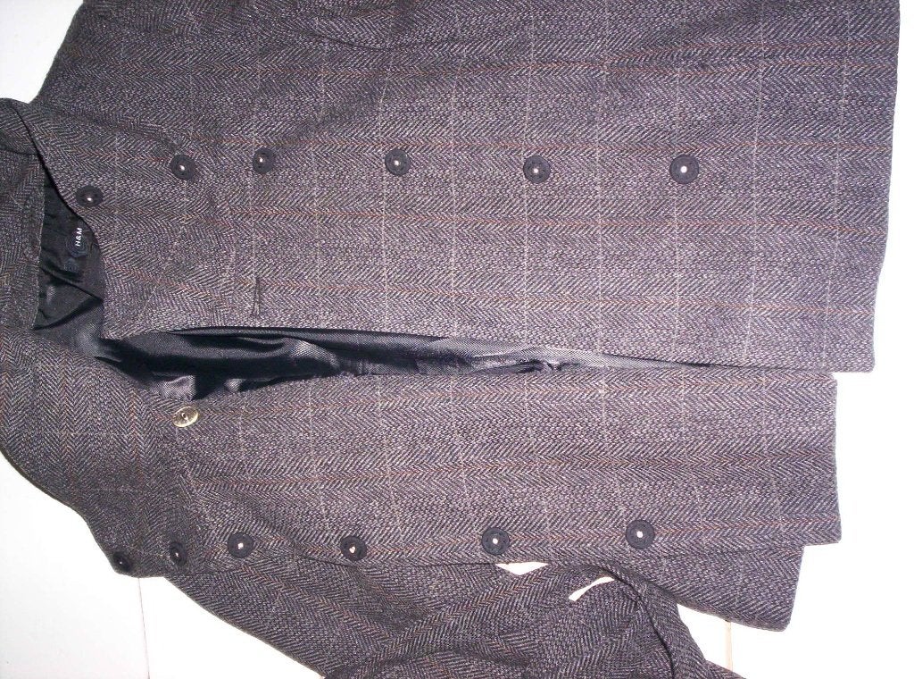 JASJE H&M, grijze ruit, drukknopen, maat 34, ceintuur, H&M, Ophalen of Verzenden, Zo goed als nieuw, Jasje