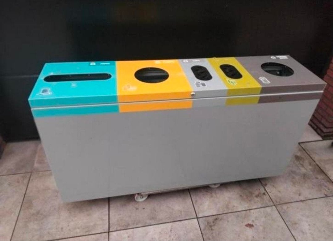 Te koop kantine prullenbak sorteerder recycle bak met 5 vakk, Ophalen of Verzenden