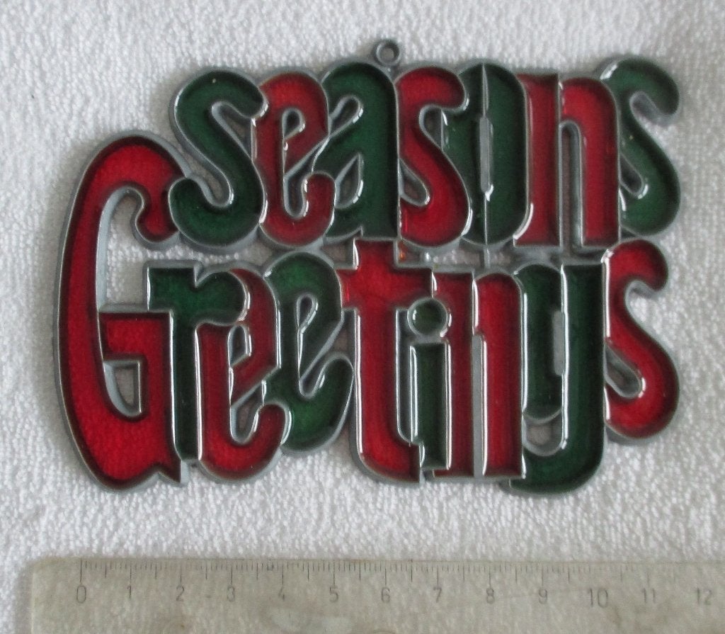 Christmas Suncatcher Raamhanger Seasons Greetings "Stained G, Diversen, Ophalen of Verzenden, Nieuw