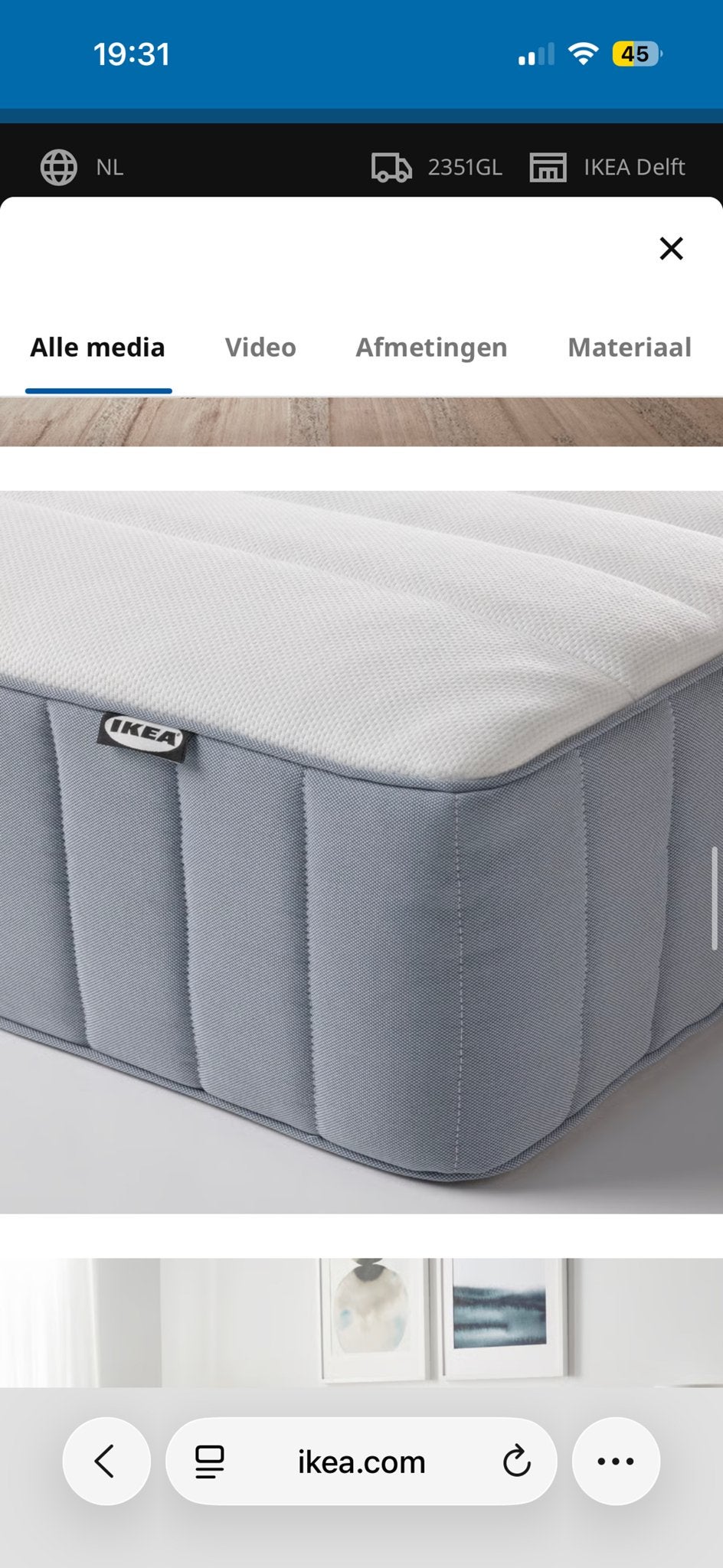 IKEA matras  160x200 cm, Ophalen, Gebruikt, Tweepersoons, Matras