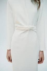 Midi crepe jurk Zara M, Maat 38/40 (M), Wit, Ophalen of Verzenden, Zo goed als nieuw