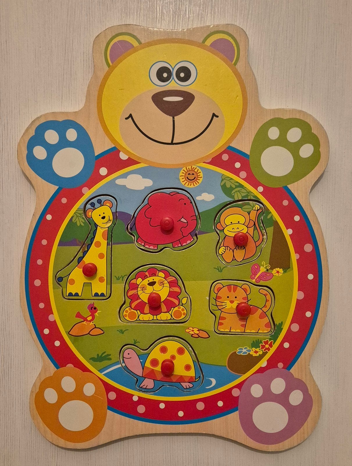 Puzzel - dieren - 6 stukjes, Ophalen of Verzenden, Minder dan 10 stukjes, Zo goed als nieuw, Van hout