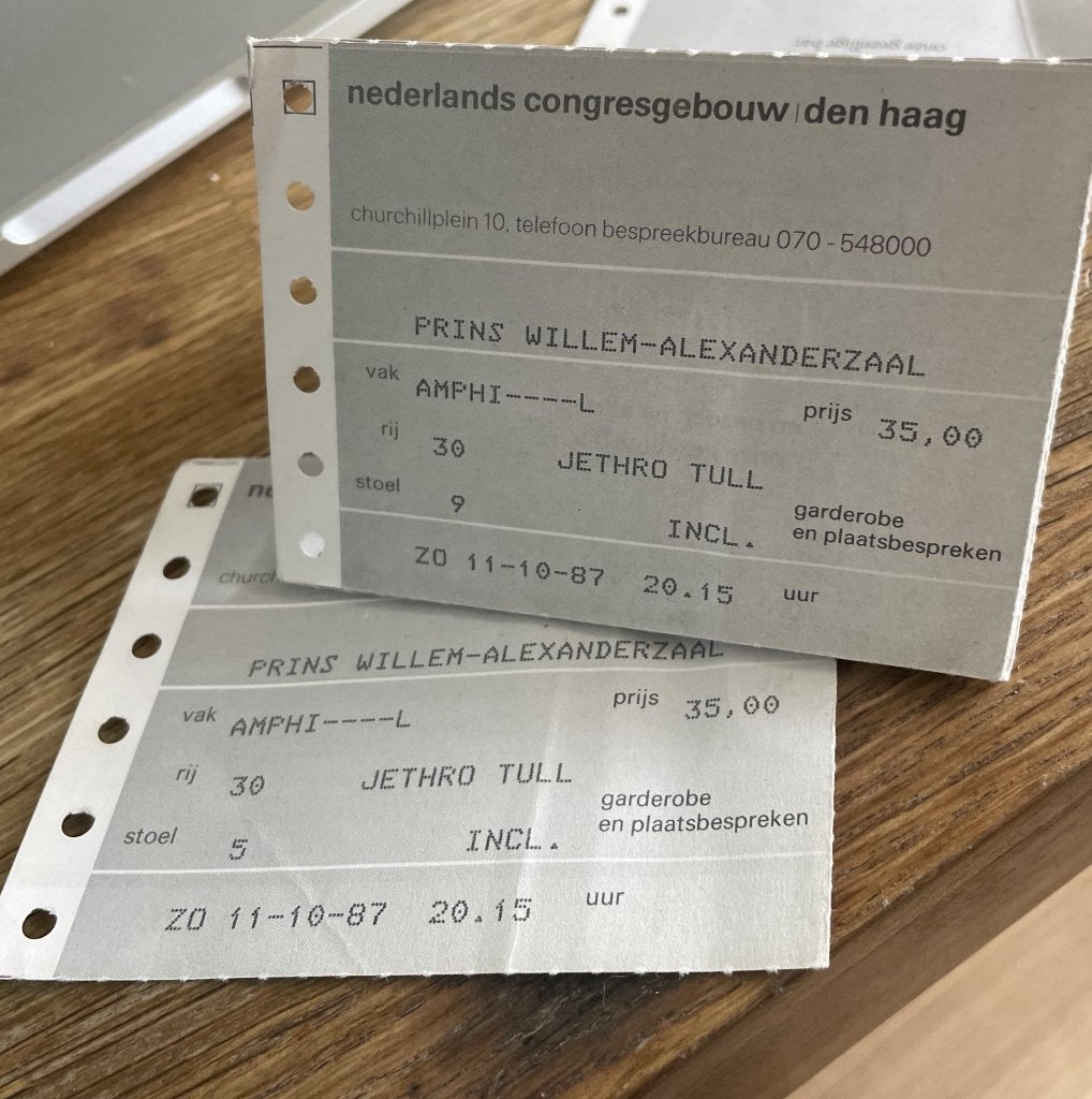 Concertkaartjes van Jethro Tull uit 1987, Verzamelen, Ophalen of Verzenden, Gebruikt, Overige typen