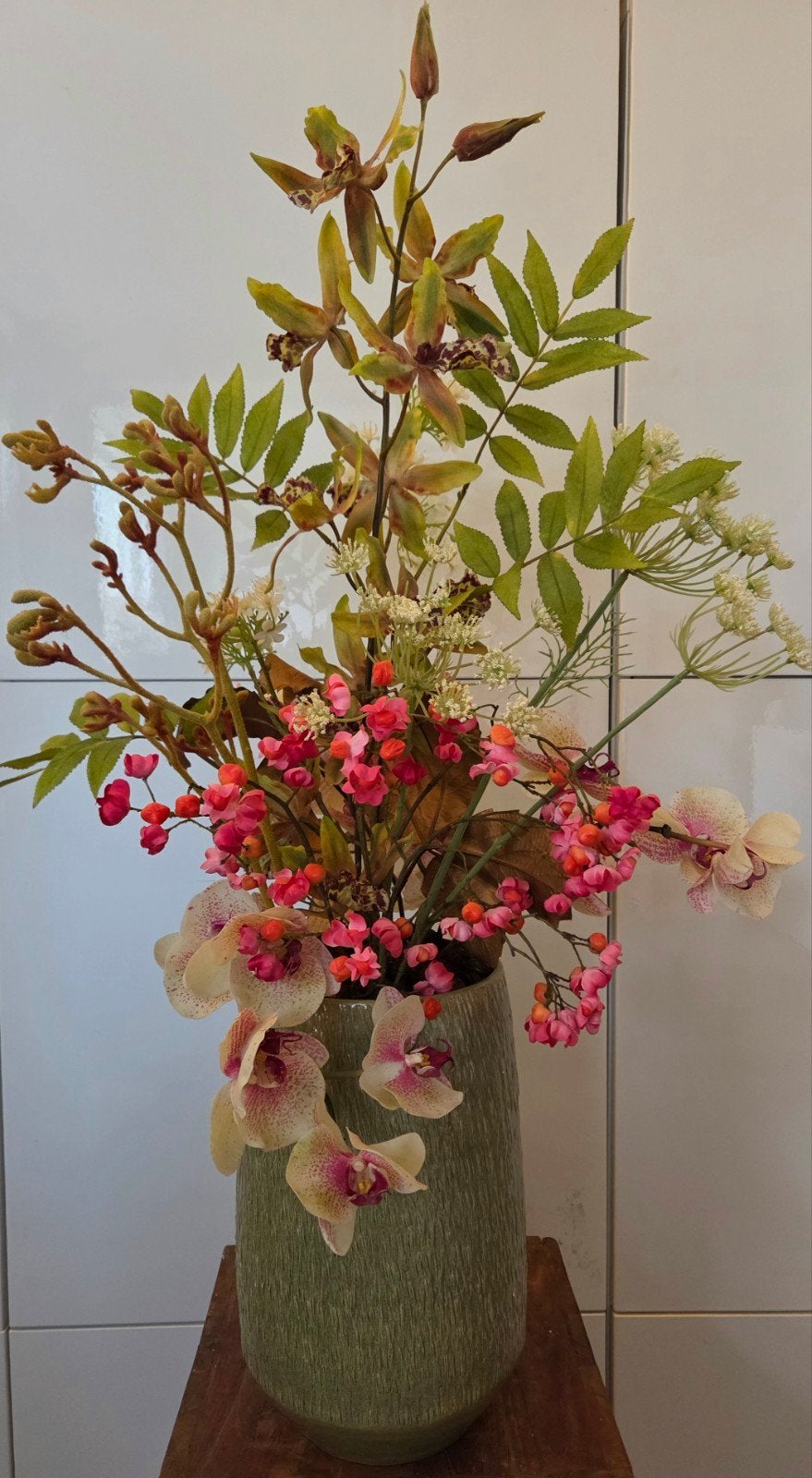 ZGN Silk-ka bloemstuk met zijden kunstbloemen, Ophalen, 90 cm, Silk-ka, Zijde