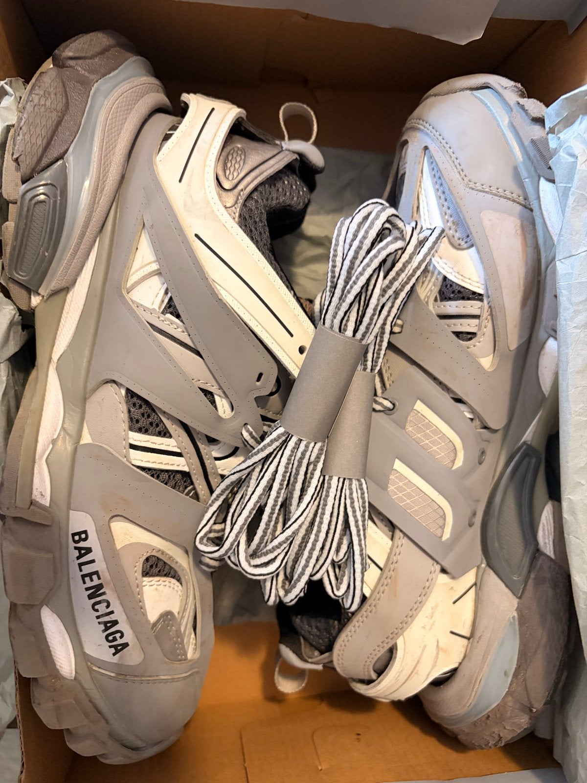 Balenciaga Track Sneakers Grijs Maat 41, Ophalen, Zo goed als nieuw, Overige kleuren, Sneakers of Gympen