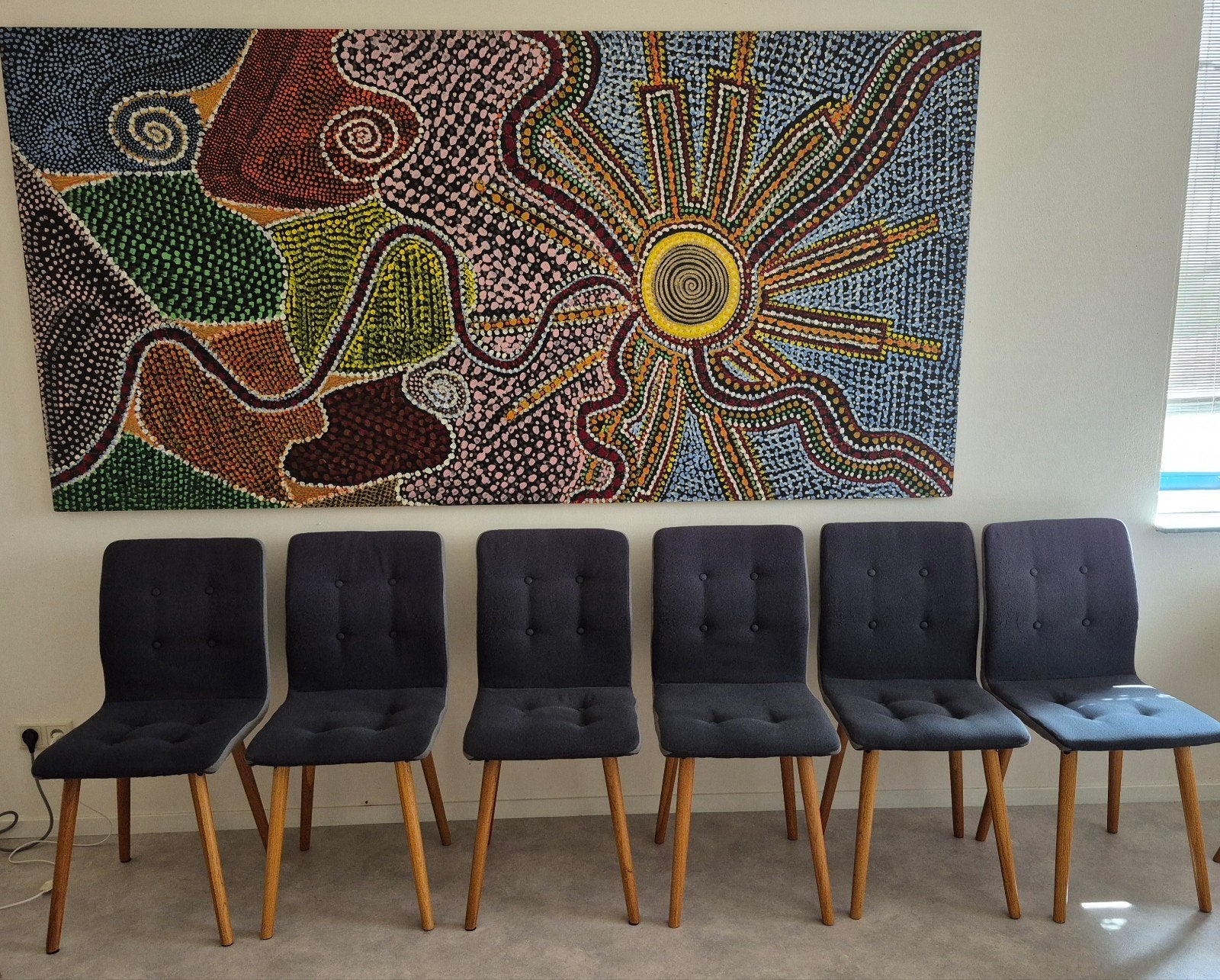 6 stoelen donkergrijs met lichtgrijs, Ophalen, Gebruikt, Vijf, Zes of meer stoelen, Stof