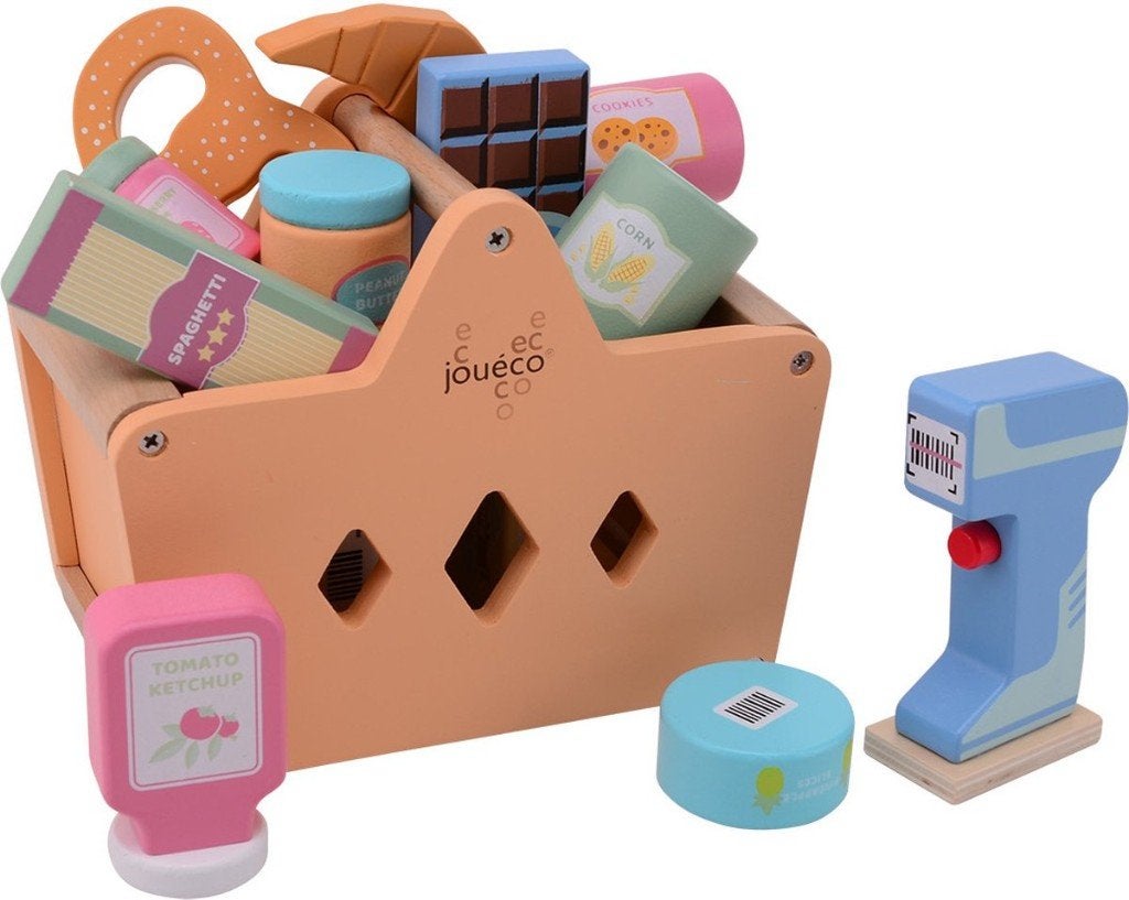 houten boodschappen én scanner - 17,3 cm, Jouéco, Jouéco, Meubelstuk of Keukentje, Ophalen of Verzenden