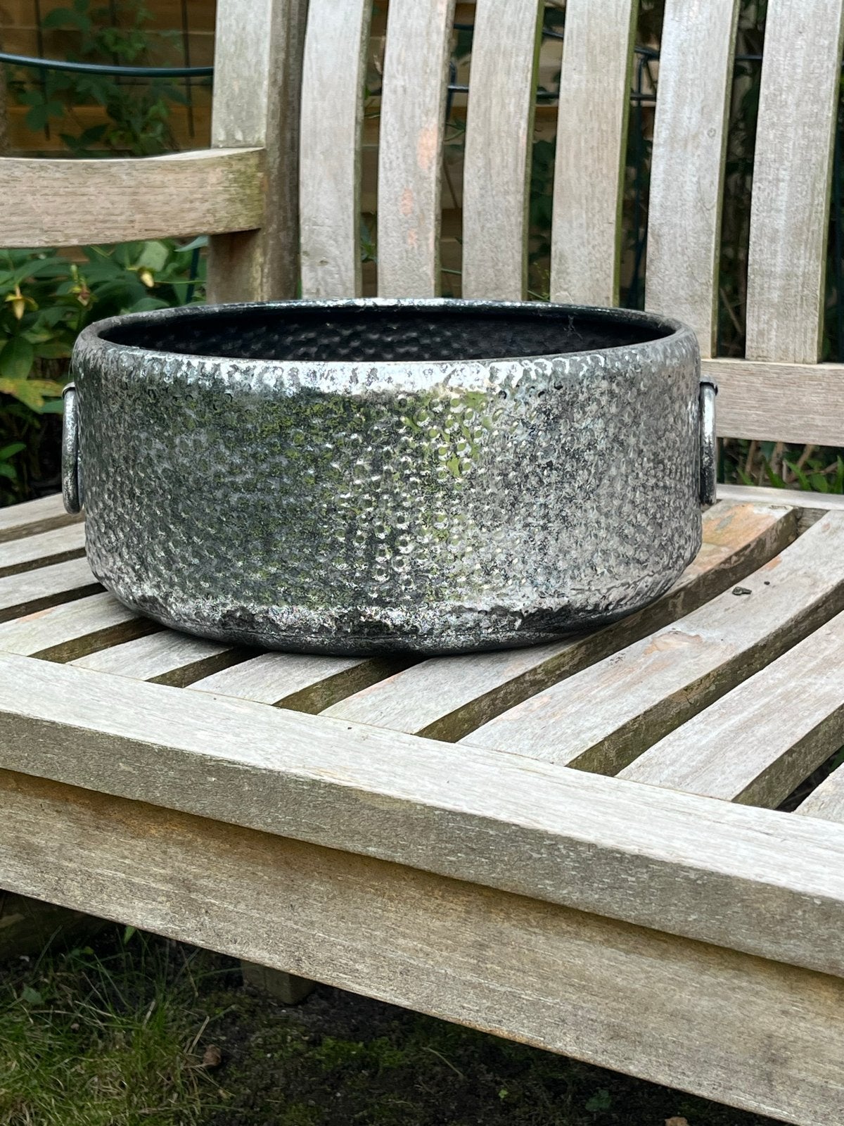 Metalen plantenbak, Ø 30 cm, hoogte 12 cm, Minder dan 30 cm, Rond, Ophalen of Verzenden, Zo goed als nieuw
