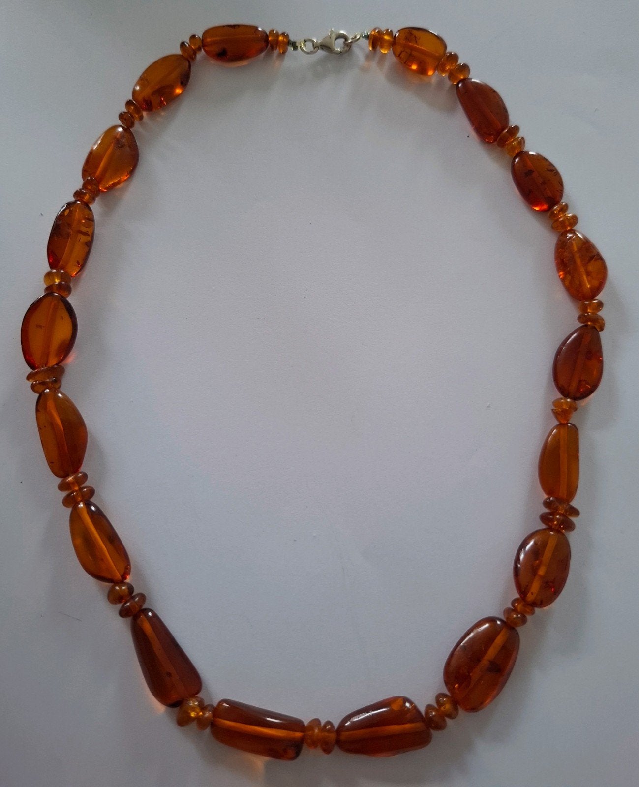 amber barnsteen ketting 46cm lang zilver slot, Ophalen of Verzenden, Met edelsteen