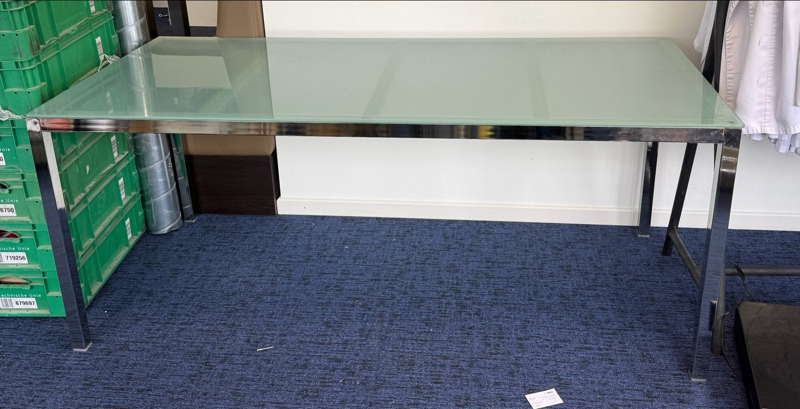 IKEA TORSBY Eettafel Glas en Chroom, Ophalen, Overige typen, Gebruikt, 180 cm