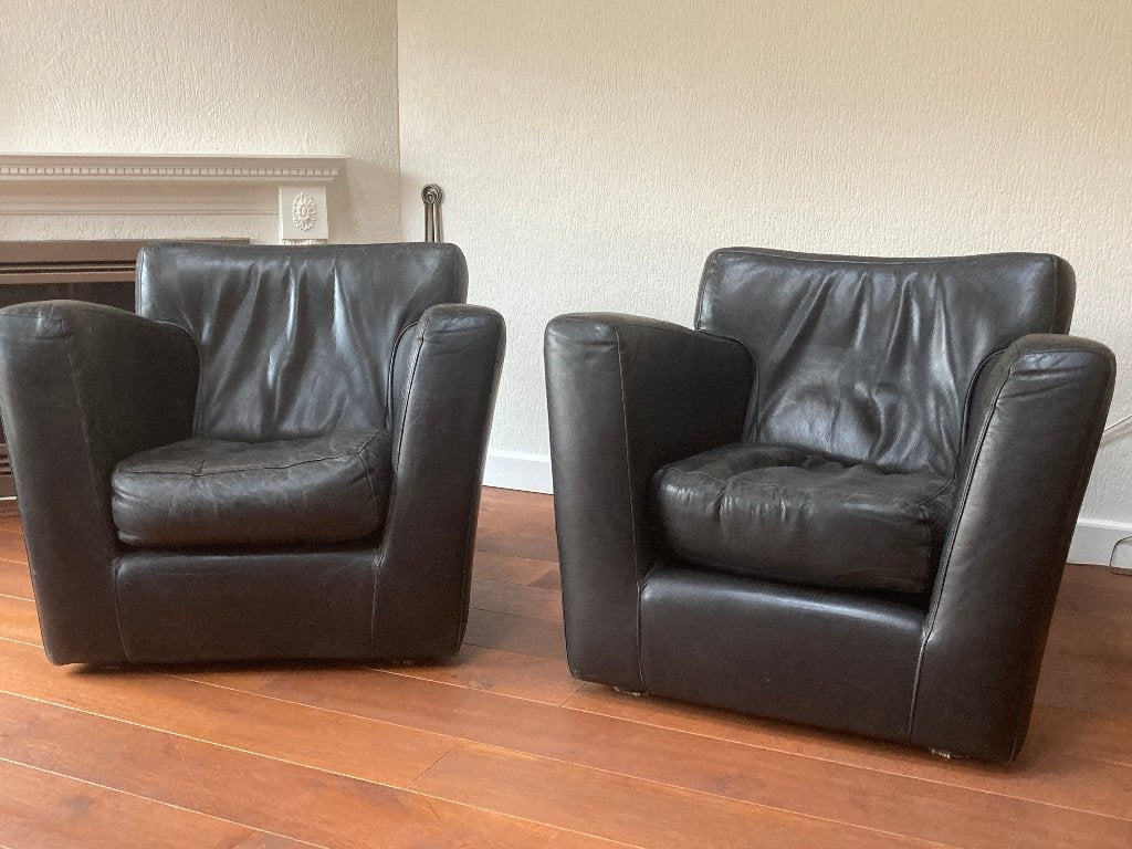 Leren fauteuils, Ophalen, Gebruikt, Minder dan 75 cm, Leer