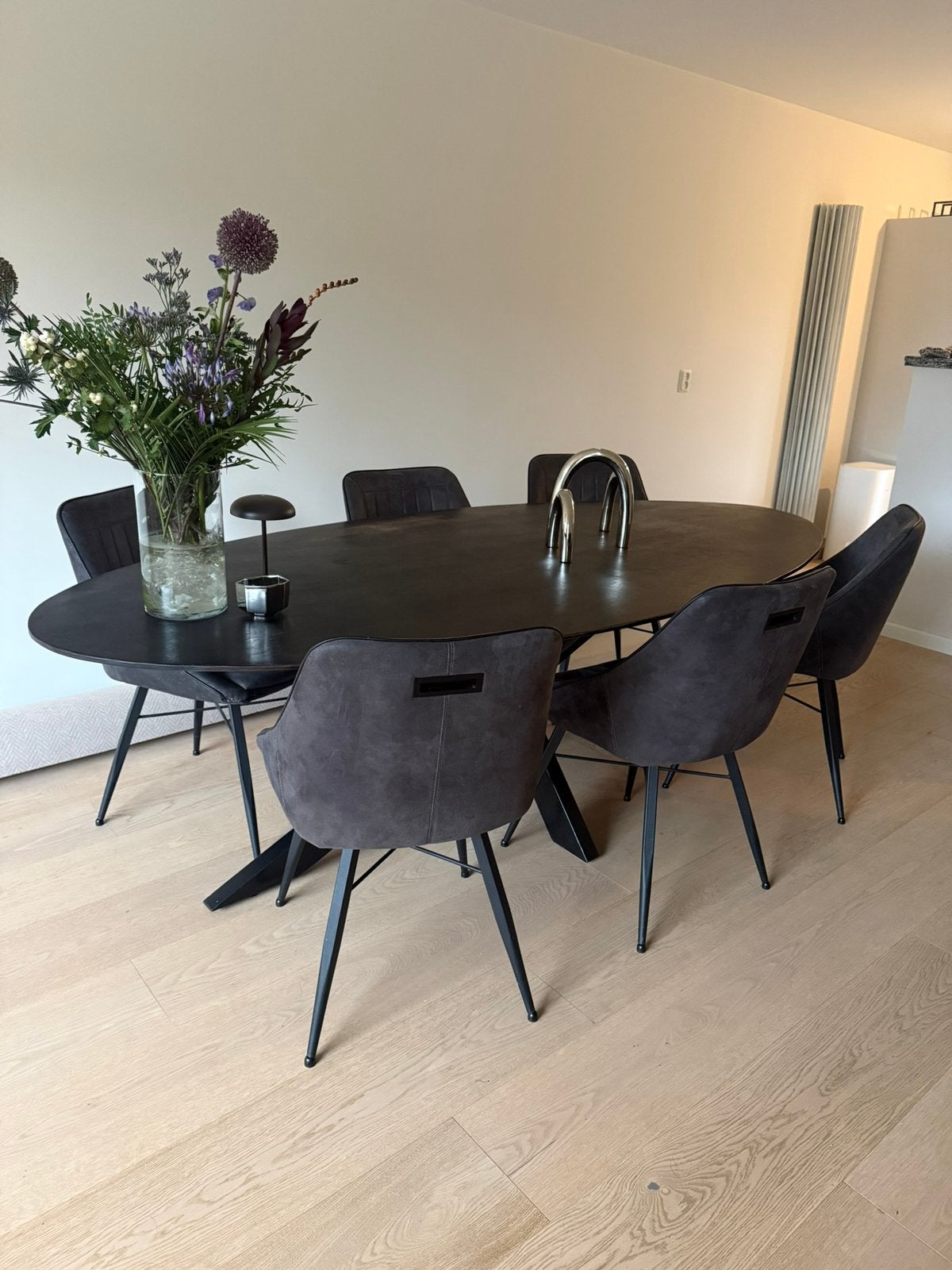 Ovale eettafel zwart 240x110x76, Ophalen, 100 tot 150 cm, 200 cm of meer, Zo goed als nieuw