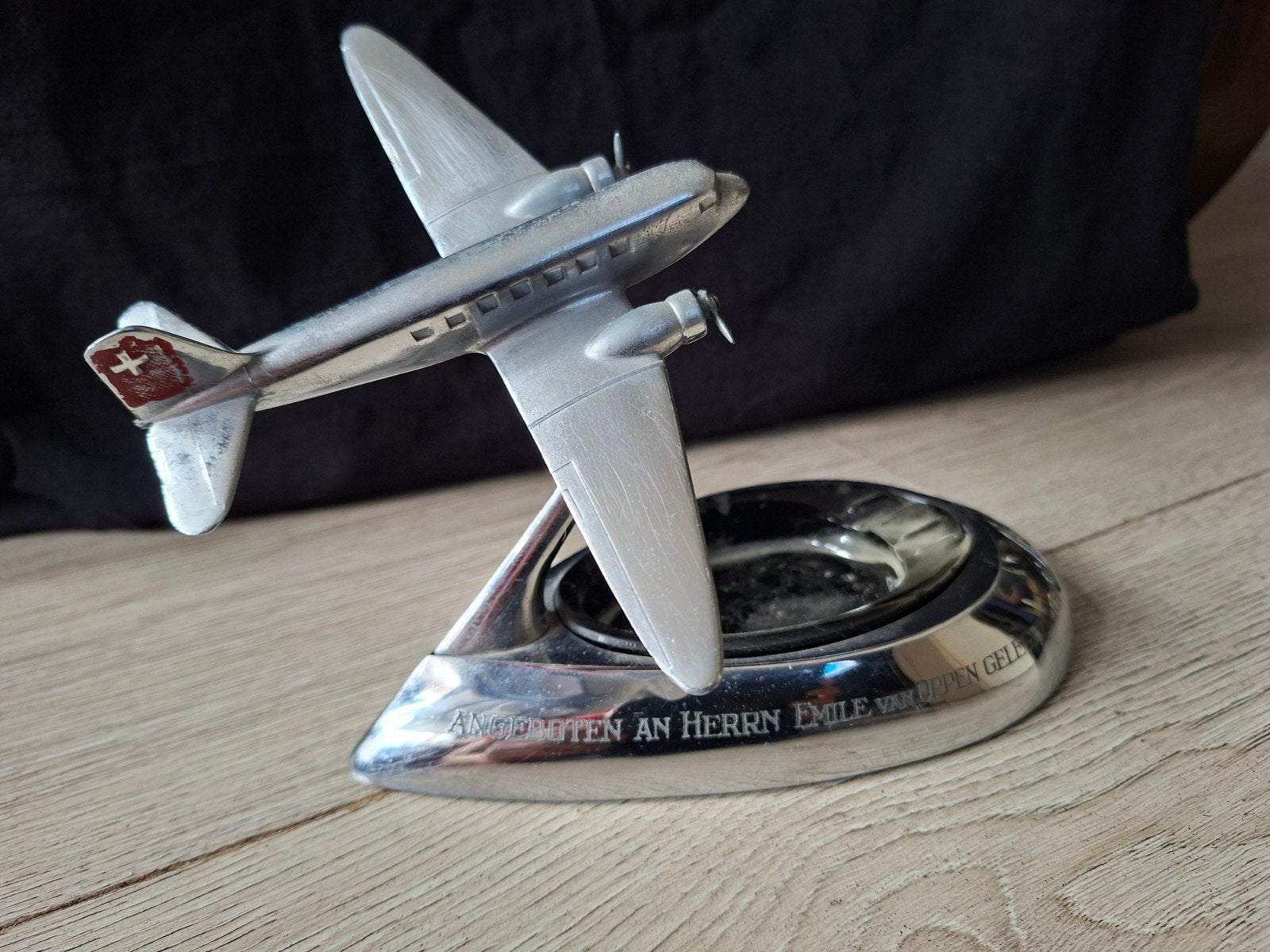 Zeldzame Swissair DC‑3 asbak – 1949 – VIP‑gift, Ophalen of Verzenden, Gebruikt
