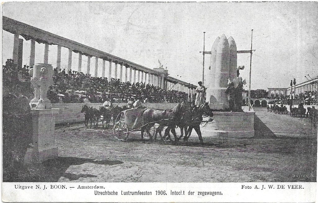AK Utrechtsche Lustrumfeesten 1906, Intocht der Zegewagens, Verzenden, Voor 1920, Ongelopen, Feest(dag)