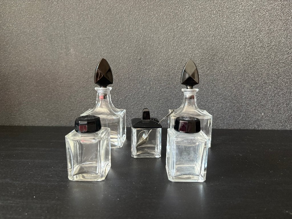 Vintage  glazen peper/zout stel, Ophalen of Verzenden
